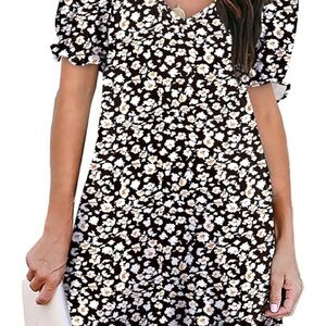 Floral Black and White Dress